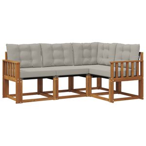 vidaXL Utomhussoffset med kudde 4 pcs Naturlig och Ljus Gr&aring;