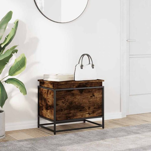 vidaXL Förvaringslåda lock rökfärgad ek 60x40x51,5 cm konstruerat trä