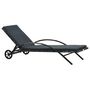 vidaXL Sols&auml;ng med dyna och hjul i konstrotting antracit