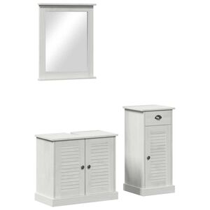 vidaXL Badrumsm&ouml;belset 3 st Antik vit Massiv furu