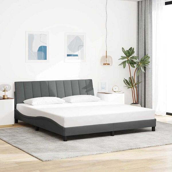 vidaXL Bed Frame without Mattress "Hanko" Dark Grey 180x200 cm Fabric