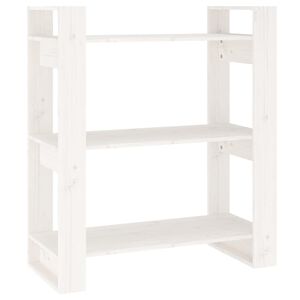vidaXL Bokhylla/rumsavdelare vit 80x35x91 cm massiv furu