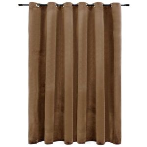 vidaXL M&ouml;rkl&auml;ggningsgardin med metallringar sammet beige 290x245 cm
