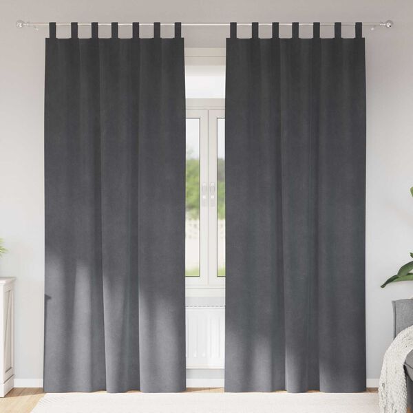 vidaXL Mörkläggningsgardiner 2 pcs Ljusgrå 140 x 245 cm Sammet