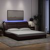 vidaXL Bed Frame with LED without Mattress "Hvar" Dark Brown 180x200 cm Fabric