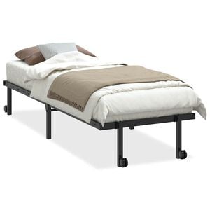 vidaXL S&auml;ngram utan madrass hopf&auml;llbar svart 75x190 cm st&aring;l