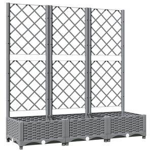 vidaXL Odlingsl&aring;da med spalj&eacute; ljusgr&aring; 120x40x121,5 cm PP