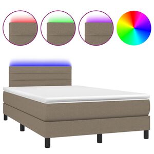 vidaXL Rams&auml;ng med madrass & LED taupe 120x190 cm tyg