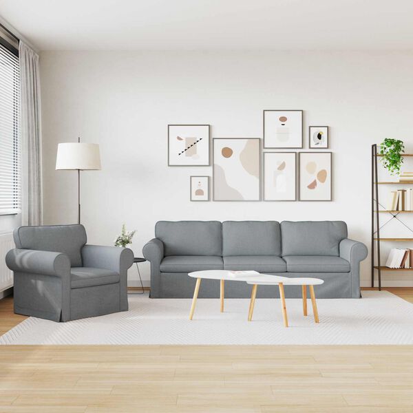 vidaXL Soffa 2 pcs Ljusgr&aring;