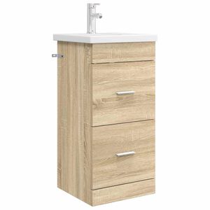 vidaXL Badrumsspegel med handfat Sonoma-ek 42 x 40 x 84,5 cm