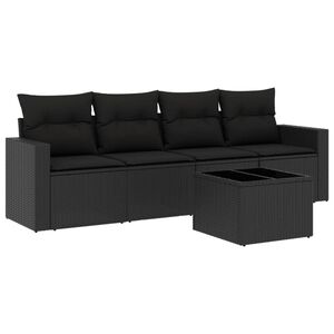 vidaXL Loungegrupp f&ouml;r tr&auml;dg&aring;rden med dynor 5 delar svart konstrotting