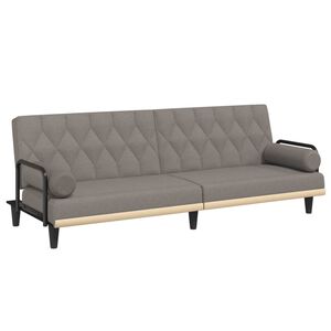 vidaXL B&auml;ddsoffa med armst&ouml;d taupe tyg