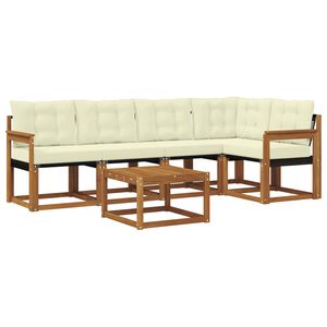 vidaXL Utomhussoffset med kudde 6 pcs Naturlig och Gr&auml;dde