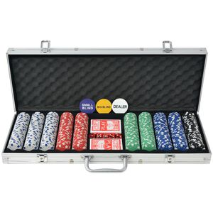 vidaXL Pokerset med 500 marker aluminium