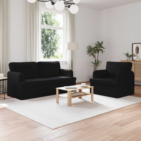 vidaXL Soffa 2 pcs Svart 162 x 80 x 85 cm tyg