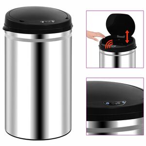 vidaXL Soptunna med automatisk sensor 40 L rostfritt st&aring;l