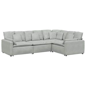 vidaXL Modulsoffa med dynor sammet ljusgr&aring;