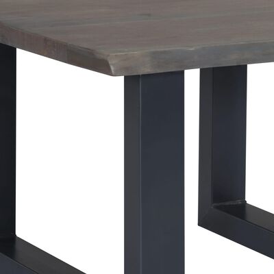 vidaXL Soffbord med levande kanter grå 60x60x40 cm massivt akaciaträ