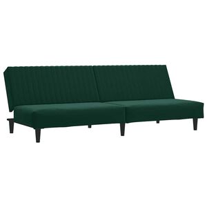 vidaXL B&auml;ddsoffa 2-sits m&ouml;rkgr&ouml;n sammet