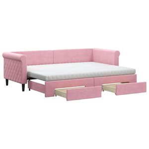 vidaXL Dagb&auml;dd utdragbar med l&aring;dor rosa 80x200 cm sammet