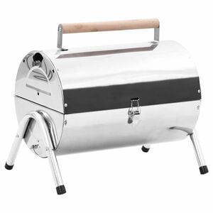 vidaXL Portabel kolgrill dubbel rostfritt st&aring;l