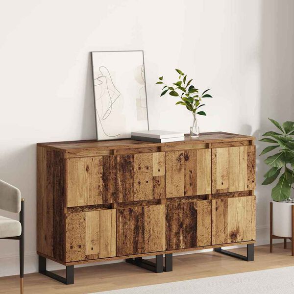 vidaXL Sideboard 2 pcs Gammalt tr&auml; 60 x 35 x 70 cm