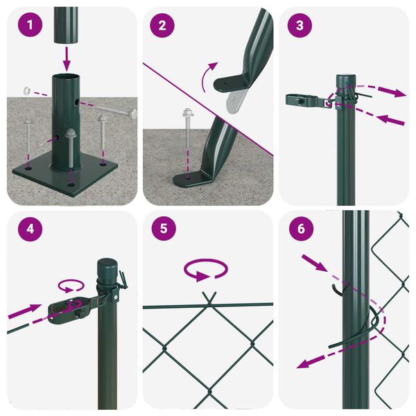 vidaXL St&auml;ngselstolpe Gr&ouml;n 10 x 1,2 m (40 x 40 mm n&auml;t) St&aring;l och PVC
