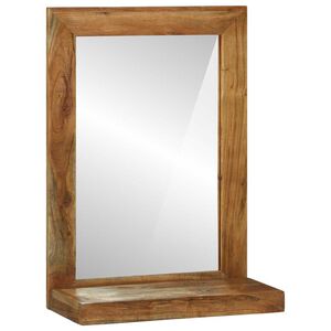 vidaXL Badrumsspegel med hylla Brun 50 x 22 x 70 cm Massivt Akaciatr&auml;