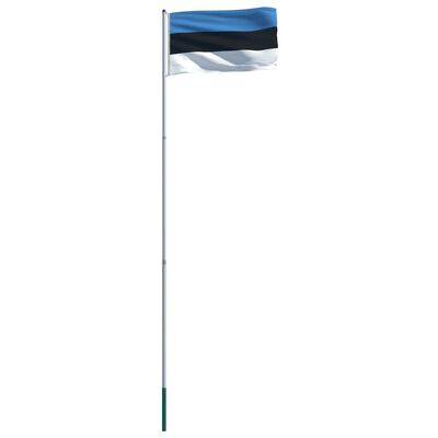 vidaXL Estlands flagga och flaggstång i aluminium 6 m