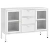 vidaXL Sk&auml;nk vit 105x35x70 cm st&aring;l och h&auml;rdat glas