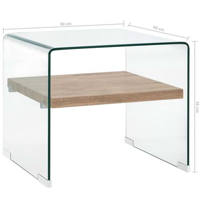 vidaXL Soffbord genomskinlig 50x50x45 cm härdat glas