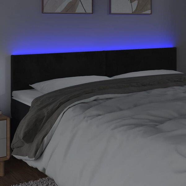 vidaXL S&auml;nggavel LED svart 160x5x78/88 cm sammet