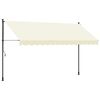 vidaXL Markis inf&auml;llbar gr&auml;ddvit 350x150 cm tyg och st&aring;l