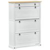 vidaXL Skosk&aring;p med l&aring;da Corona Vit 99 x 32 x 138 cm Massiv furu
