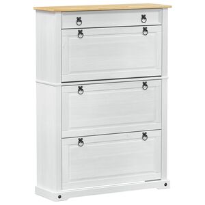 vidaXL Skosk&aring;p med l&aring;da Corona Vit 99 x 32 x 138 cm Massiv furu