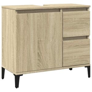 vidaXL Badrumssk&aring;p sonoma-ek 65x33x60 cm konstruerat tr&auml;