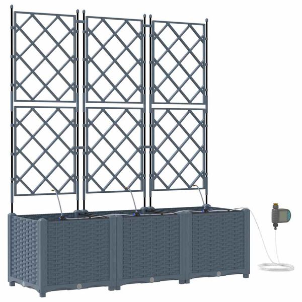 vidaXL Tr&auml;dg&aring;rdsplanterare 3 pcs Ljusgr&aring; St&aring;l