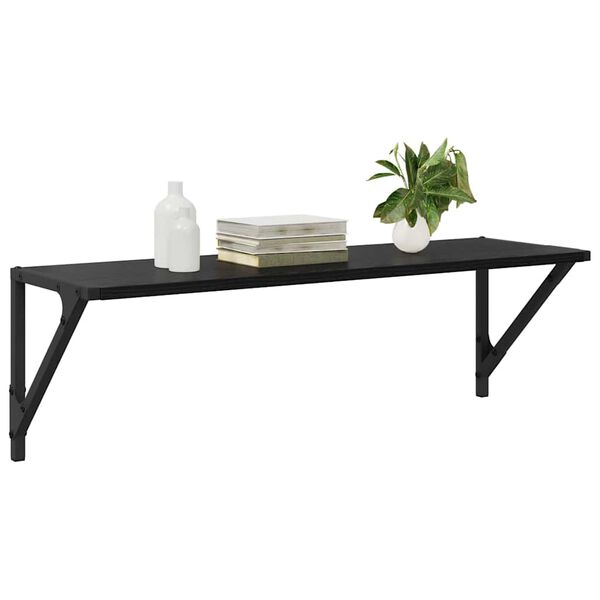 vidaXL V&auml;gg hyllor 2 pcs Svart Ek 80 x 25 x 25,5 cm Konstruerat tr&auml;