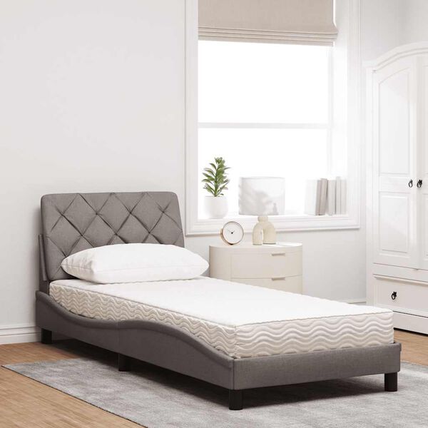 vidaXL Bed with Mattress Taupe 90x200 cm Fabric