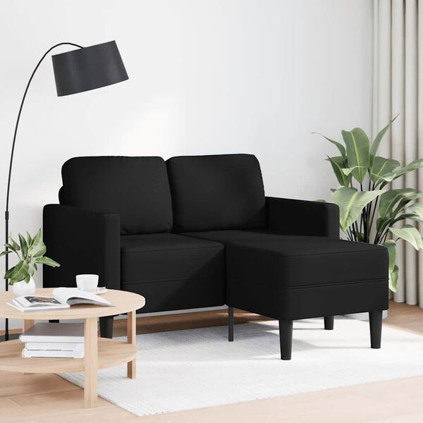 vidaXL 2-sitssoffa med sch&auml;slong L-formad svart 125 cm konstl&auml;der