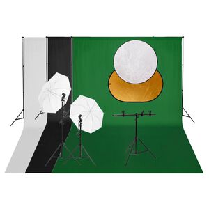 vidaXL Fotostudio med lampor, bakgrund och reflexsk&auml;rm