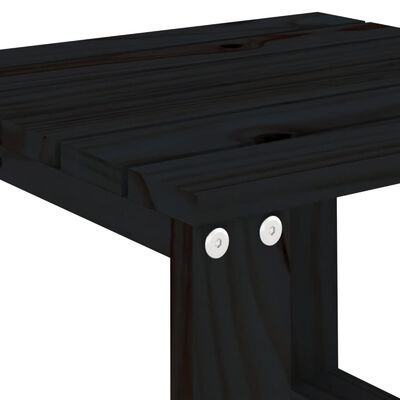 vidaXL Solsängar 2 st med bord svart massiv furu