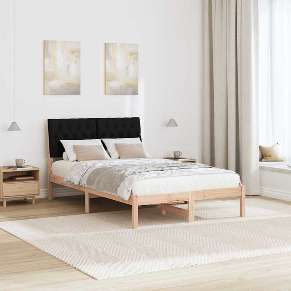 vidaXL S&auml;ngram med Kl&auml;dd Huvudgavel Brun 120 x 190 cm Massiv furu