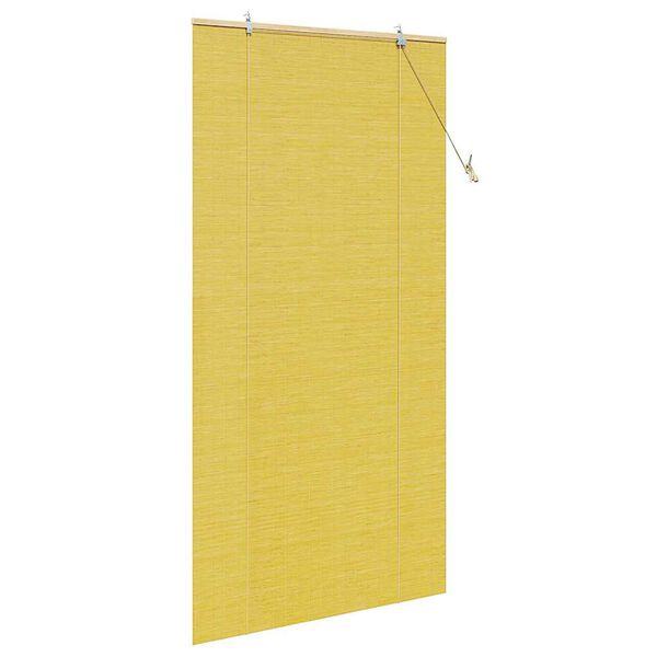 vidaXL Rullgardin med gardiner Gul 100 x 220 cm Bambu