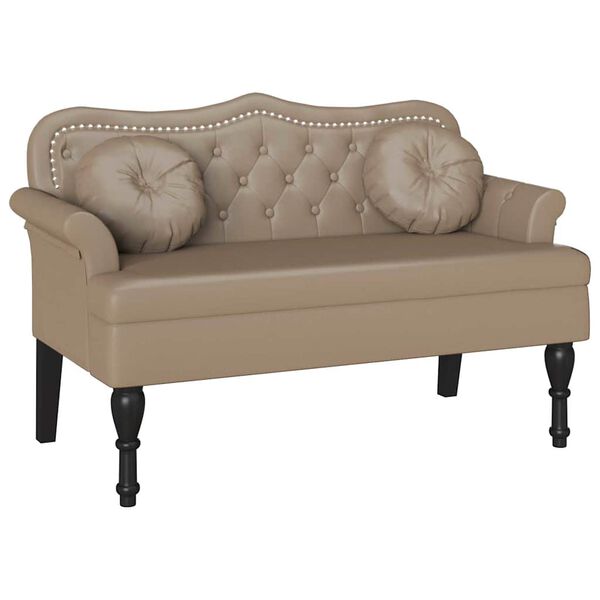 vidaXL Chesterfield Bänk Cappuccino 120,5 x 65 x 75 cm Konstläder