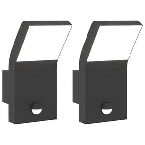 vidaXL Utomhusv&auml;gglampor LED med sensorer 2 st svart gjuten aluminium