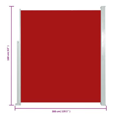 vidaXL Infällbar sidomarkis 160x300 cm röd