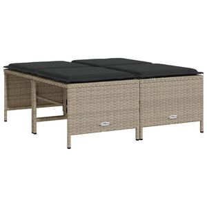 vidaXL Tr&auml;dg&aring;rdspallar med dynor 4 st ljusgr&aring; konstrotting