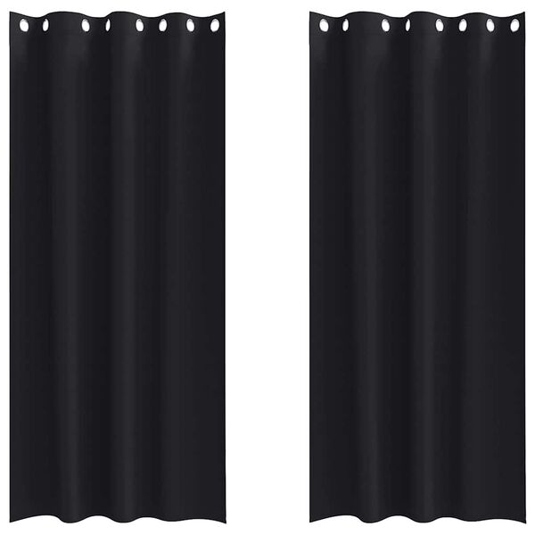 vidaXL M&ouml;rkl&auml;ggningsgardiner med Ringar 2 pcs Svart 225 x 140 cm