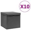vidaXL F&ouml;rvaringsl&aring;dor med lock 10 st 28x28x28 cm gr&aring;